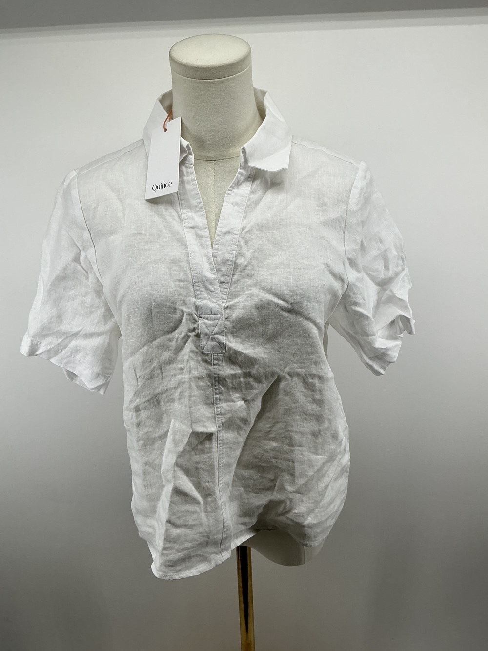 100% European Linen Short Sleeve Popover Top
